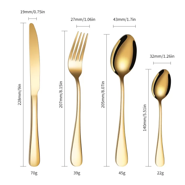 Wholesale Stainless Steel Flatware Gold Silver 5 Piece Classic Cutlery Set - Imagen 4