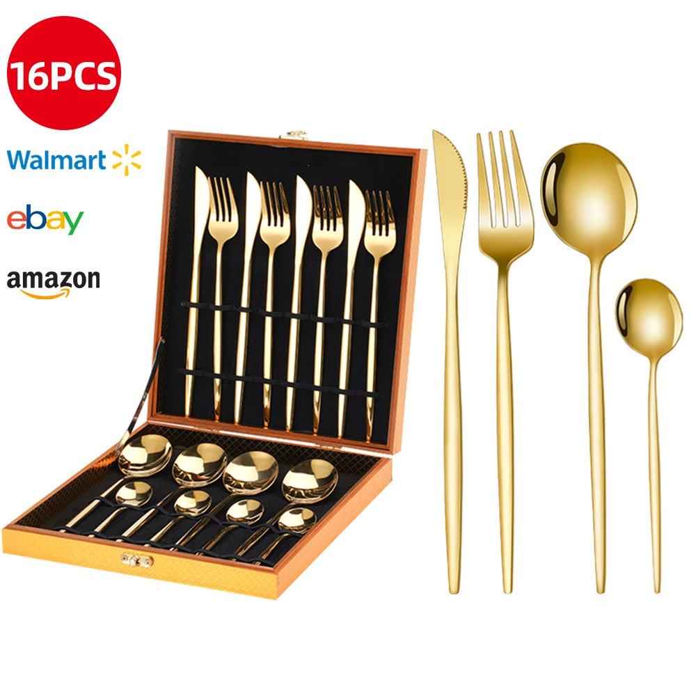 juego de cubiertos de oro al por mayor