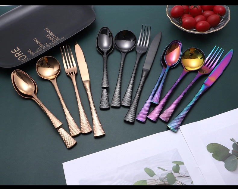 Wholesale High-end Flatware, Black Gold Silver Cutlery Set Bulk (4)