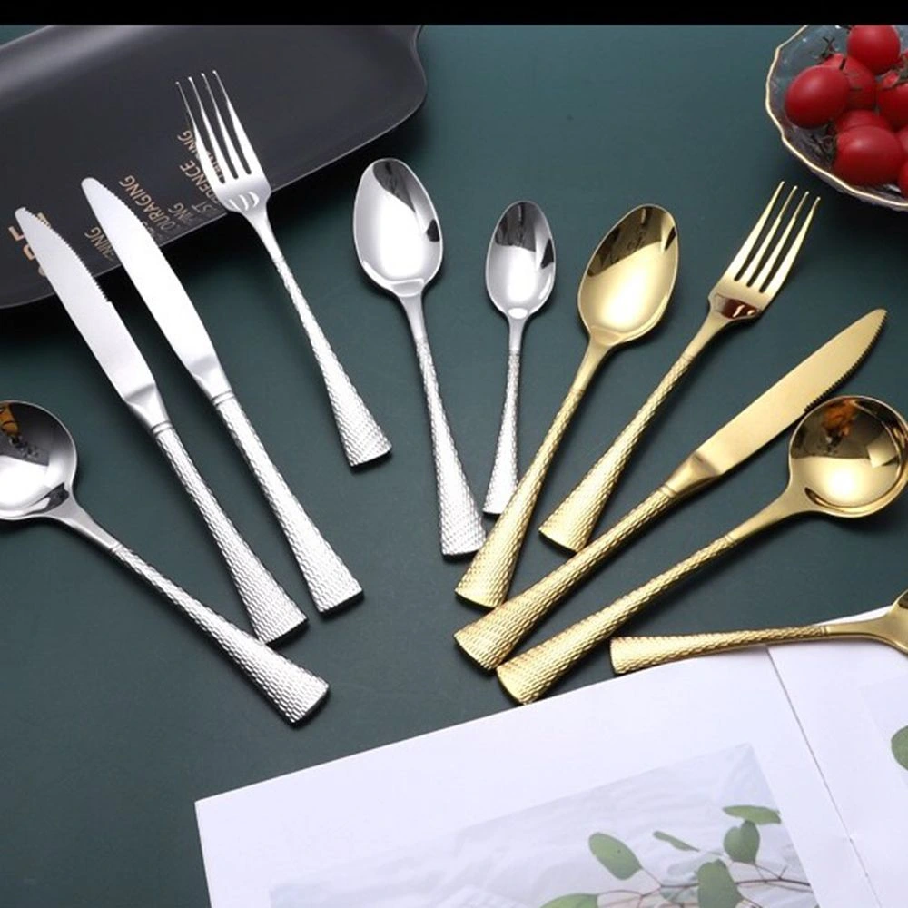 Wholesale High-end Flatware, Black Gold Silver Cutlery Set Bulk