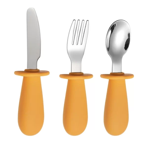 Wholesale Childrens Cutlery Gift Set Stainless Steel with Silicone Handle (4)