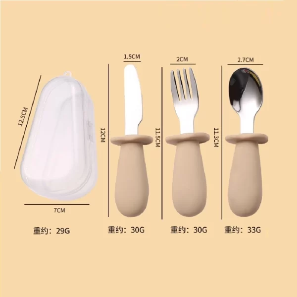 Wholesale Childrens Cutlery Gift Set Stainless Steel with Silicone Handle (5)