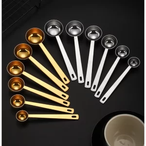 Wholesale Measuring Spoons 304 Stainless Steel Glod Sliver 6 Size Custom (1)
