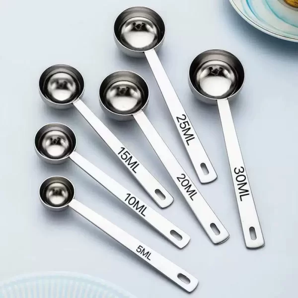 Wholesale Measuring Spoons 304 Stainless Steel Glod Sliver 6 Size Custom (4)