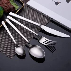 Wholesale Square Handle Flatware, Stainless Steel Silver Plate Flatware Bulk