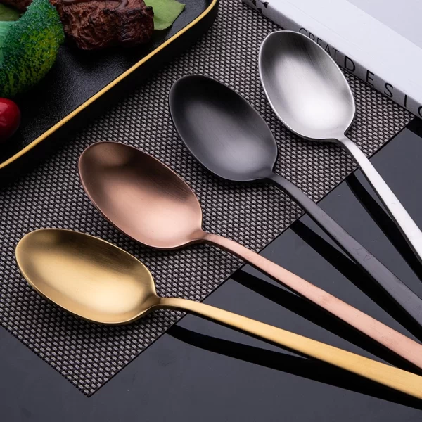 Wholesale Square Handle Flatware, Stainless Steel Silver Plate Flatware Bulk (5)
