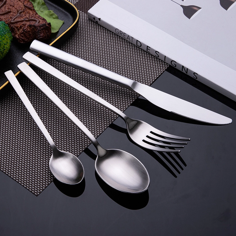 Wholesale Square Handle Flatware, Stainless Steel Silver Plate Flatware Bulk