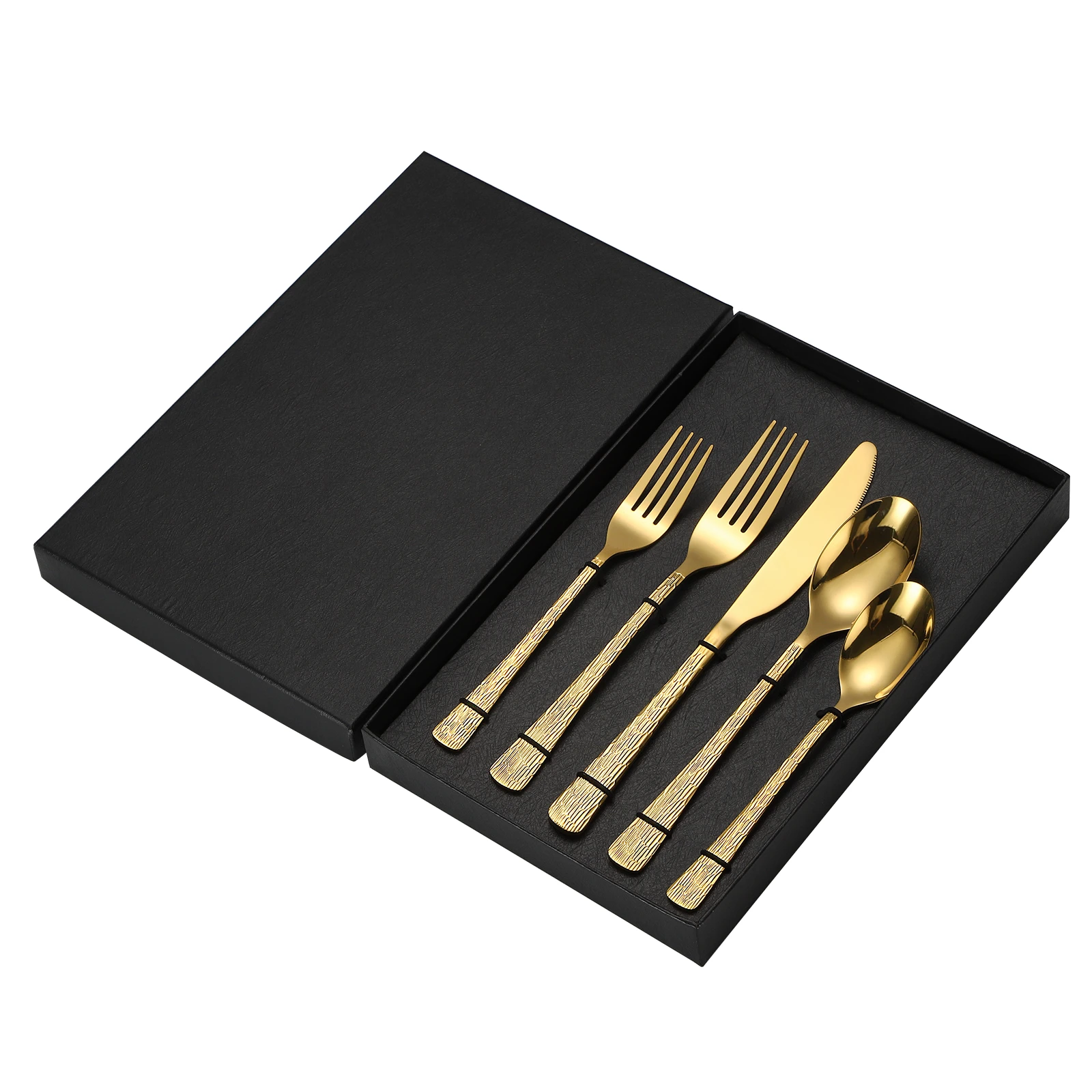 Wholesale Best Flatware Sets with Tree Bark Texture (5)