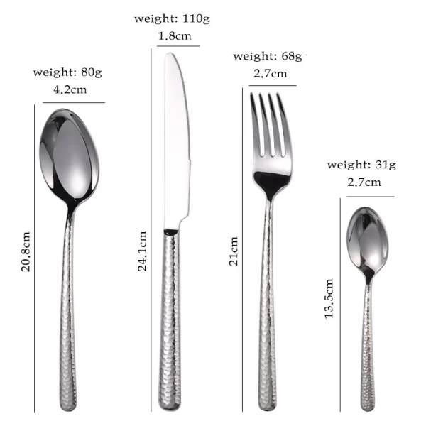 custom hammered flatware stainless steel cutlery set (2)
