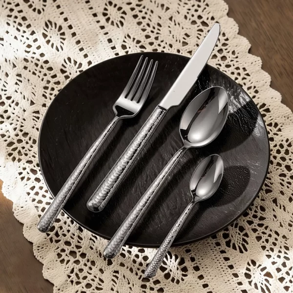 custom hammered flatware stainless steel cutlery set (3)