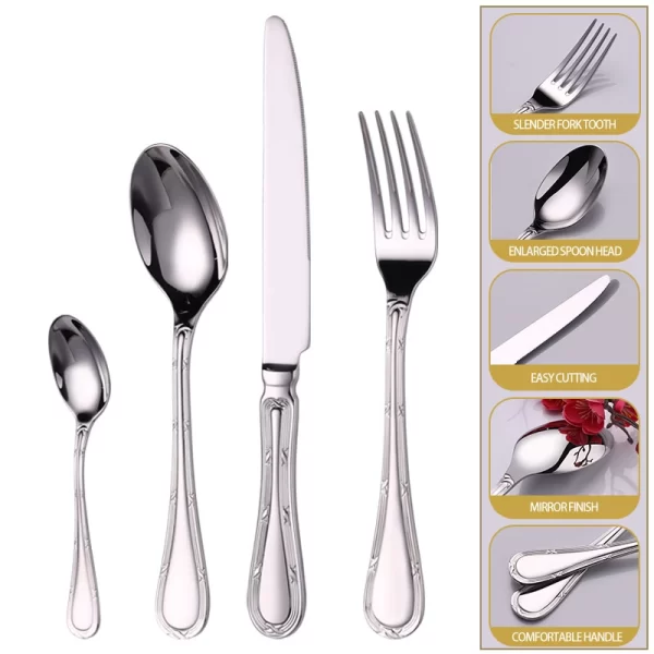 Cubiertos Vintage al por mayor de lujo inoxidable pulido espejo cubiertos para bodas Proveedor