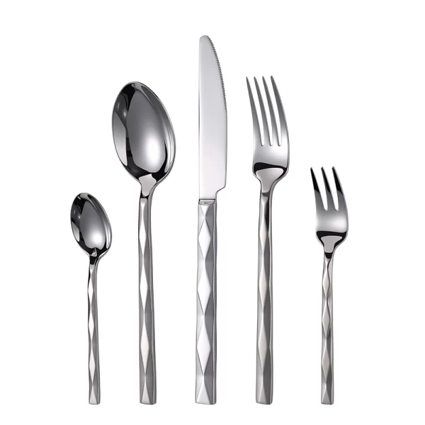 Wholesale Heavy Flatware Diamond Handle Stainless Steel Cutlery Set Supplier