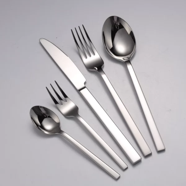 Wholesale Modern Cutlery Set, Modern Square Handle Flatware Mirror Polish Custom