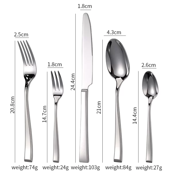 wholesale modernist flatware geometric square handle silverware (1)