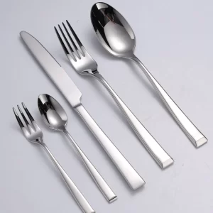 卸売モダニストフラットウェア幾何学的な正方形のハンドル銀食器