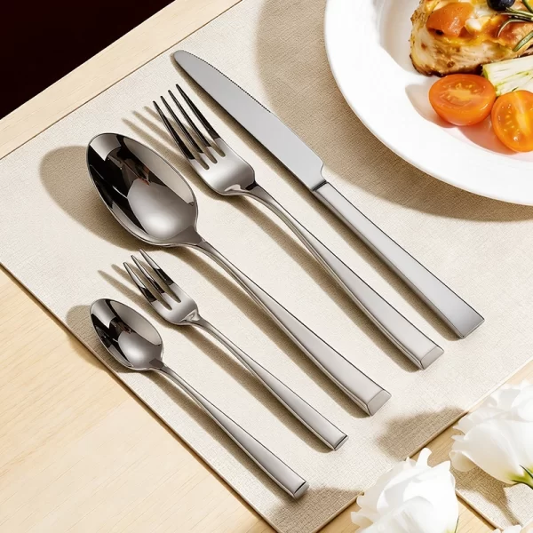 wholesale modernist flatware geometric square handle silverware custom