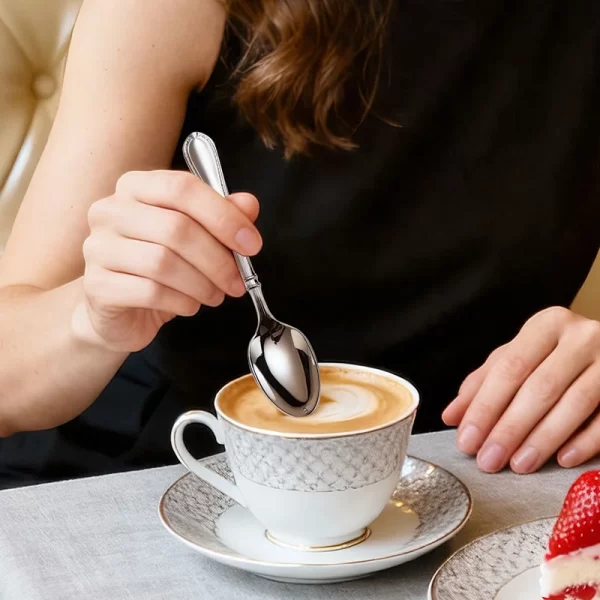 Custom Flatware Sets 5-Piece, Classic Fluted Handle Stainless Steel Desser Spoon in Bulk