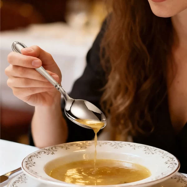 Custom Flatware Sets 5-Piece, Classic Fluted Handle Stainless Steel Soup Spoon in bulk