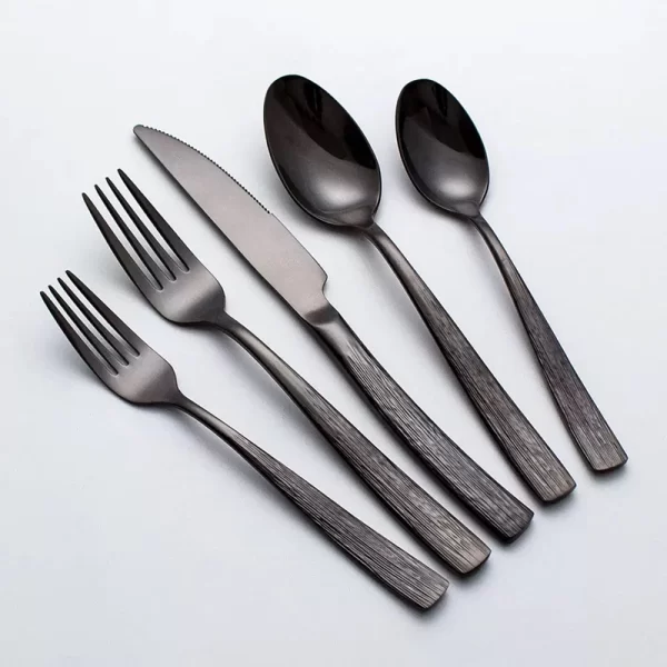 Wholesale 18/10 Flatware Embossed, Black Stainless Steel Cutlery Set for High-End Hospitality Supplier (3)