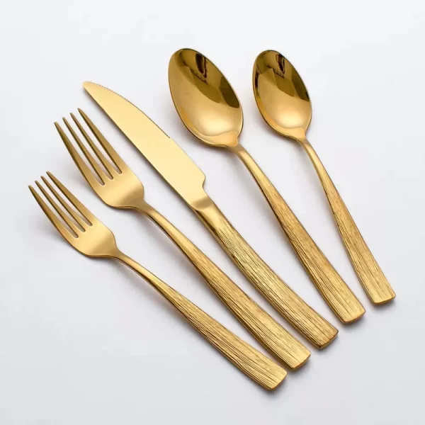 Wholesale 18/10 Flatware Embossed, Gold Luxury Stainless Steel Cutlery Set for High-End Hospitality Supplier