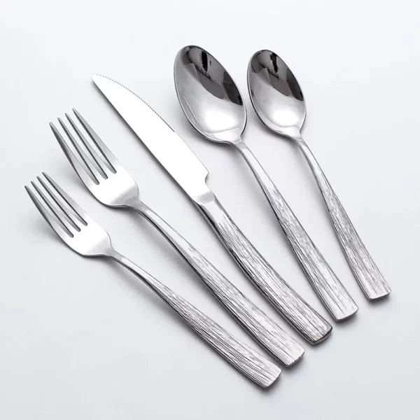 Wholesale 18/10 Flatware Embossed, Silver Stainless Steel Cutlery Set for High-End Hospitality Supplier (1)