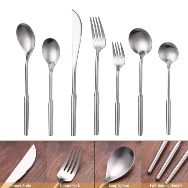 Custom Heavy Flatware Stainless, Geometric Faceted Cutlery Set Silver in Bulk (13)
