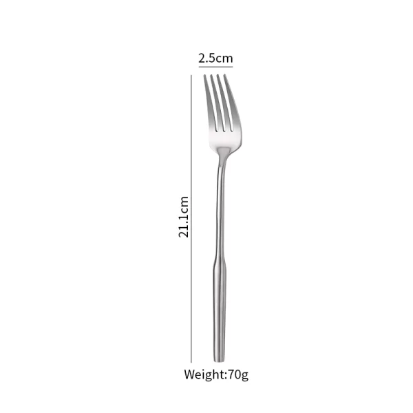 Custom Heavy Flatware Stainless, Geometric Faceted Cutlery Set Silver in Bulk Fork