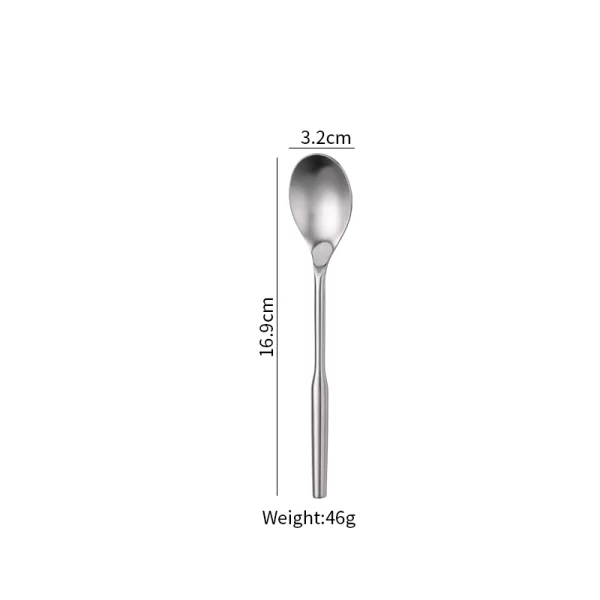 Custom Heavy Flatware Stainless, Geometric Faceted Cutlery Set Silver in Bulk Soup Spoon