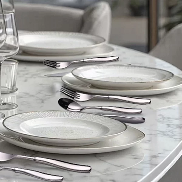 Custom High-End Flatware Silver, Sleek Ergonomic Stainless Steel Cutlery Set in Bulk (5)