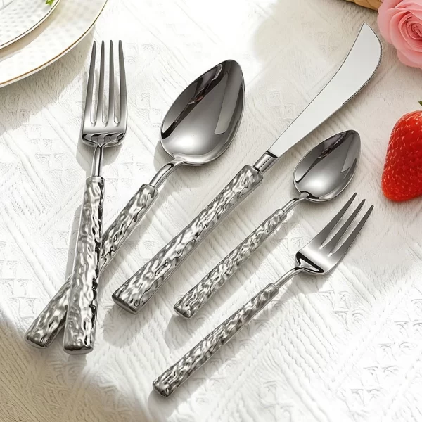 Hammered Heavy Flatware Wholesale, Premium Stainless Steel Cutlery Set Manufacturer (1)