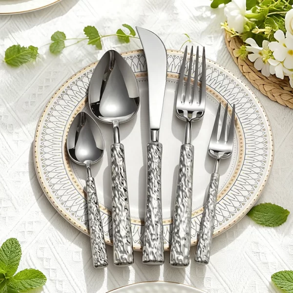 Hammered Heavy Flatware Wholesale, Premium Stainless Steel Cutlery Set Manufacturer (2)