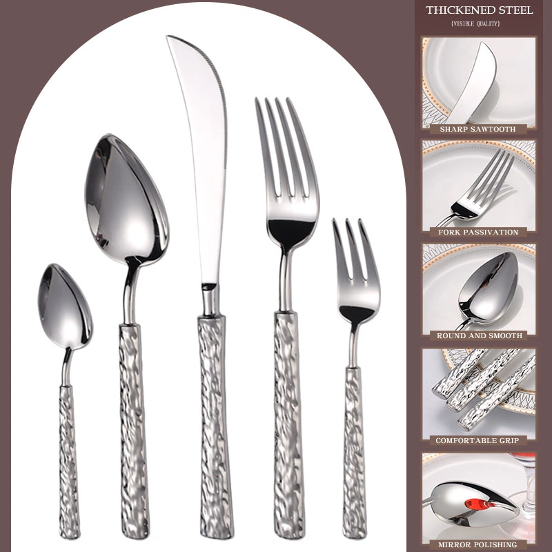 Hammered Heavy Flatware Wholesale, Premium Stainless Steel Cutlery Set Manufacturer (3)