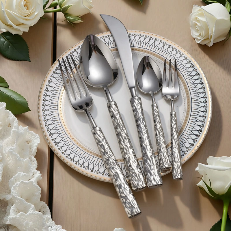 Hammered Heavy Flatware Wholesale, Premium Stainless Steel Cutlery Set Manufacturer (5)