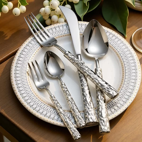 Hammered Heavy Flatware Wholesale, Premium Stainless Steel Cutlery Set Manufacturer (7)