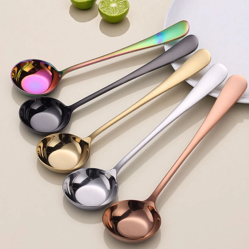 Stainless Steel Round Spoon Wholesale, Custom Long Handle Dinner Spoon Manufacturer (2)