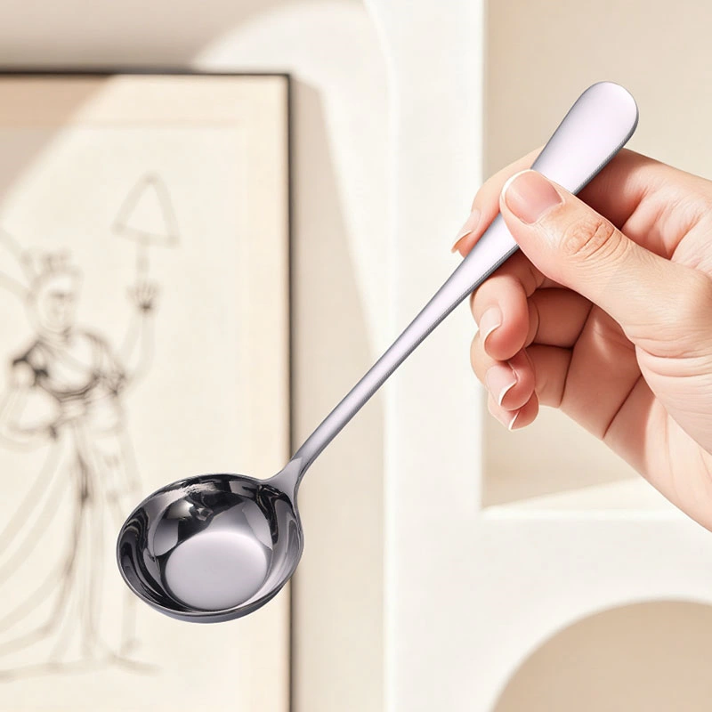 Stainless Steel Round Spoon Wholesale, Custom Long Handle Dinner Spoon Supplier