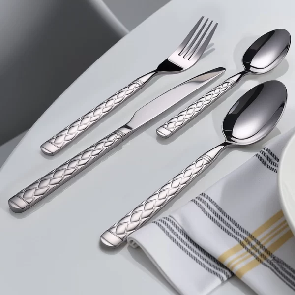 Wholesale 1810 Stainless Steel Flatware, Braided Texture Mirror Polished Cutlery for Hotels (1)