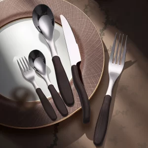 Wood Handle Flatware Wholesale, Stainless Steel 5-Piece Cutlery Set with Ergonomic Design Supplier (5)